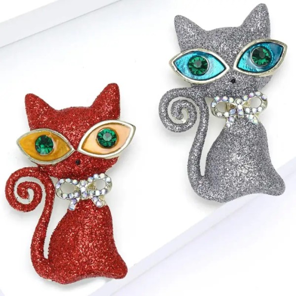 broche chat jazz avec strass