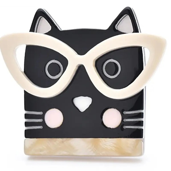 broche chat noir shadow en acrylique