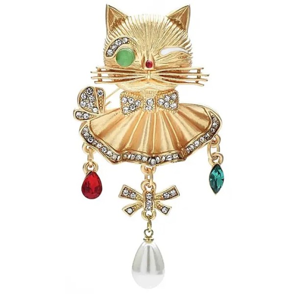 broche chat roxie avec strass