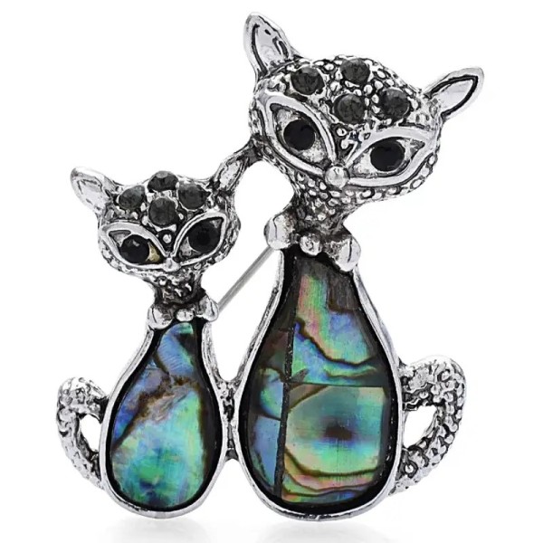 broche chat astrid en coquillage d'ormeau